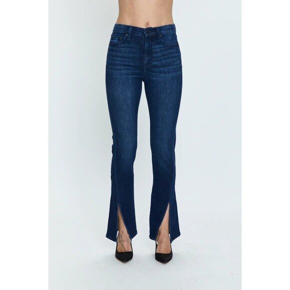 Pistola Revolve Teagan High Rise Vented Straight Jeans Dark Wash Denim Size 30 - Picture 1 of 11